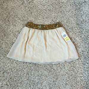 NWT GIANNI BINI | gold beaded detail cream mini skirt, size small